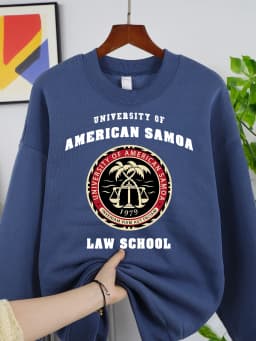 American Samoa Law School Print Men Sweatshirt Casual Soft O-Neck Top All-Match Clothing Unisex Autumn Loose Fleece Pullovers