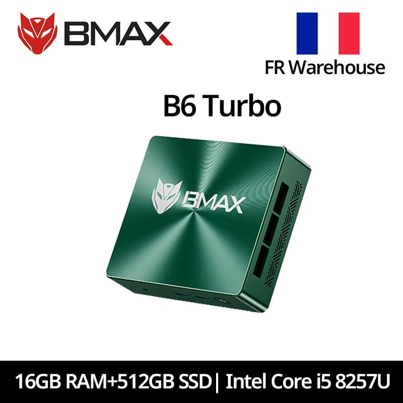 2026 New Model BMAX B6 Turbo MIni PC 16GB DDR4 (Up to 32GB) 512GB SSD (M.2 SSD Slots*2) Intel Core I5 8257U Processor Win11 Pro Dual SSD 4K Mini Desktop Computer