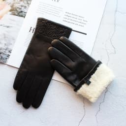 Women's Winter Thickened Sheepskin Gloves Lamb Fur Lining Leather Warm Fashion Motorcycle Riding Gloves Cold-Resistant Driving G