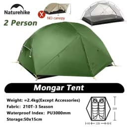 Naturehike Mongar 1 2 3 Base/UL/PRO Camping Tent Ultralight Outdoor Waterproof Hiking Tent 1 2 3 Person Backpacking Tent