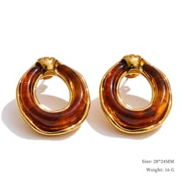 Yhpup New Arrivals Multi-Color Resin Round Square Geometric Earrings for Women Autumn Winter Style Daily Wear Fashion Jewelry