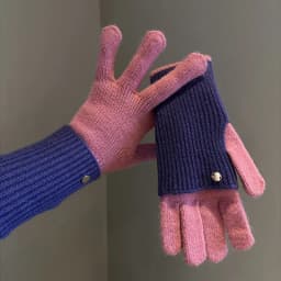 Winter Women's Exposed Finger Touch Screen Warm Long Short Dual-Use Cycling Student Color Blocked Knitted Yarn Gloves