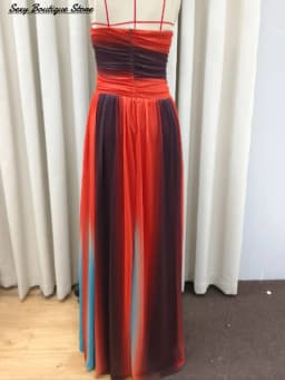 Women's Tie-dye Hollow Out Maxi Dress Gradient Off Shoulder A-line Hem Long Robes Sleeveless Party Vestido Lady Fashion Clothing