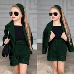 Customized Girl Outfit Solid Yellow Notch Lapel Girl Suits High Quality Party Birthday Children Clothing(Jacket+Short Pants)