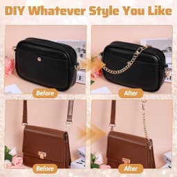 2Pcs Bag Extender Chain Gold Purse Chain Short Purse Strap Flat Handbag Replacement Extender Strap Short Bag Chains