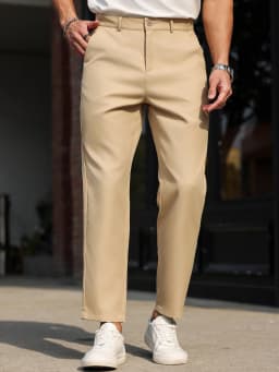 Men's Slim Fit Straight Leg Multicolor Solid Color Casual Pants Versatile All Seasons Fashionable Comfortable Daily Wear