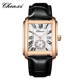 Chenxi 8216 Top Brand Rectangle Sport Men Watch Hot Sell Military Calendar Waterproof Male Genuine Leather Quartz Elegant Clock