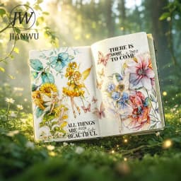 JIANWU Vintage Flower Elf Character Landscape Material Collage Scrapbooking PET Sticker Creative DIY Journal Stationery