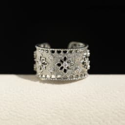 PANJBJ  925 Sterling Silver Double Layer Ring for Women Girl Gift Geometry Hollowing Out Minimalism Fashion Jewelry Wholesale