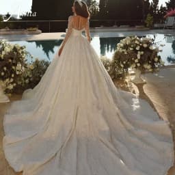Luxury Wedding Dress A-Line With Bead Lace Sequins Ball Gown Full Sleeves O-Neck Bride Dress Vestido De Novia Customized
