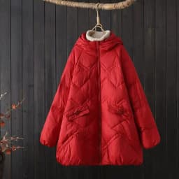 Schinteon Women White Down Jacket with Hood Solid Color Loose Casual Warm Autumn Winter A-lined Outwear Parka Coat 2026 New