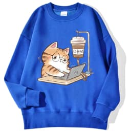 Work Cats That Cannot Do Without Coffee Womens Hoody Loose Comfortable Hoodies Harajuku Fleece Hoodie Fashion Autumn Men Top