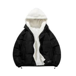 Man Winter Jacket Loose-fit Thickened Warm Cotton Coat Fleece Hood Men Trendy Cotton Padded Jacket Fake Two-piece Pink Couple