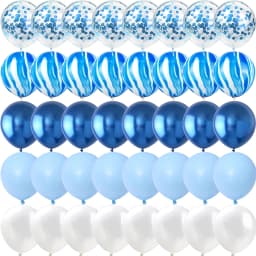 40Pcs Agate Marble Confetti Blue Metal Balloons Birthday gender reveal Babyshower Party New Year Christmas Decorations