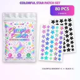 240 Count Superstar Hydrocolloid Pimple Patches - Cute Star-Shaped Cover, Colorful & Shiny, Fragrance-Free, Paraben-Free, Suitab