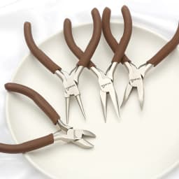 1Pc 11/12.5cm Long Brown Handle Plier Bent Round Needle Nose Cutting Wire Pliers For Jewelry Making Tool Diy Jewelry Accessories