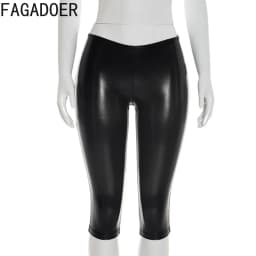 FAGADOER Sexy Patchwork Pants for Woman Solid Color Low-Waist Bodycon Pants Fashion Female Streetwear Bottoms 2026 New Shorts