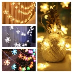 LED Lights String Snowflake Festoon Light USB Plug Christmas Tree Light Aesthetic Room Decoration Wedding Party New Year's Decor