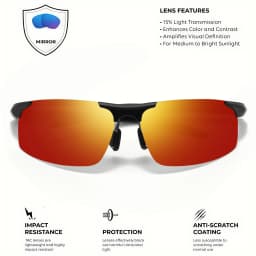 Classic Retro Semi-Rimless Square Polarized Sunglasses - Lightweight PC Frame & Spring Hinges, UV400 Unisex for Driving, Fishing