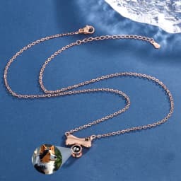 Personalized Engraved Name Picture Necklace Custom Photo Projection Necklaces Dog Cat Paw Necklace Memorial Gifts for Pet Lover