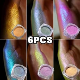 6 Pcs Elegant Mirror Chrome Effect Metallic Dust Holographic Glazed Manicure Decoration Reflective Gold Silver Glitters Powder