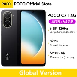 Global Version POCO C71 Smartphone UNISOC T7250 Processor Immersive 6.88" Display 32MP Al Dual Camera 15W Charging 5200mAh