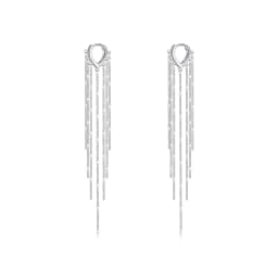 MODIAN 925 Sterling Silver Sparkling Long Tassel Hoop Earrings Trendy Party Luxury Buckle Earrings For Women Fine Jewelry Gifts