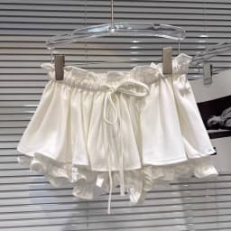 DEAT 2026 Spring New Sweet Temperament Ruched Ruffle Waist Tie Skirt For Women Elastic Waist Flower Bud Short Skirts 11A08273
