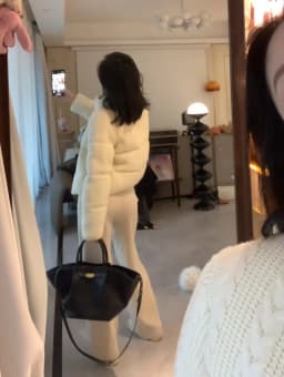 ETJ 2025 Winter new women's fresh and elegant white turtleneck knitted thick cotton jacket warm bread jacket 6318229