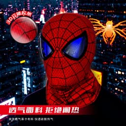 Spider-Man Auto-Touch Light Up Mask with Motorized Eyes & Ring Control 1:1 Scale Wearable Collectible for Cosplay