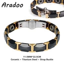 Ceramic Titanium Steel Hematite Magnetic Therapy Bracelet Strap Buckle Adjustable Bracelets With Regulator