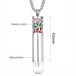 Cylindrical Aromatherapy Essential Oil Diffuser Necklace Storage Bottle Stainless Steel Pendant Fashion Perfume Lockets Jewelry