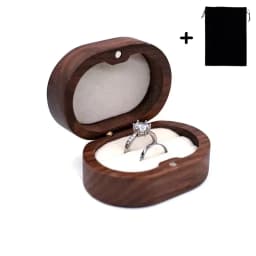Personalized Oval Walnut Wood Ring Box Velvet Liner Custom Laser Engraved Color Print Wedding Proposal Ring Bearer Gift for Her