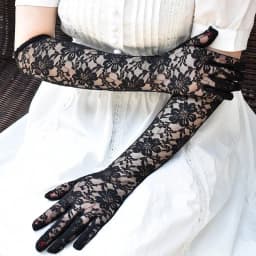 40cm Black White Y2 Cosplay Gloves Sexy Elasticity Transparent Lace Mesh Gloves Summer Fashion Elegant Women Long Driving Gloves