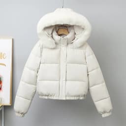 Detachable Hat Fleece Lined Bread Coat Women's Winter Casual Loose Large Fur Collar Cotton Jacket Korean Style Short Length