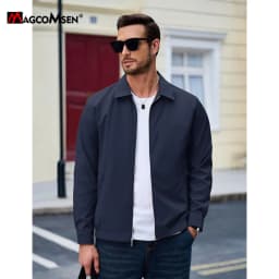 MAGCOMSEN Men's Zip-Front Golf Jacket Spring Summer Casual Jacket Solid Color Turn-down Collar Outerwear Hiking Fishing Travel