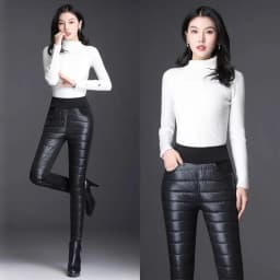 Women Warm Down Cotton Pencil Pants Patchwork High Waist Stretch Velvet Sweatpants Female Casual Skinny Snow Winter Trousers 6XL