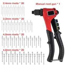 2.4mm/3.2mm/4.0mm/4.8mm Rivet Gun Kit DIY Riveting Tool Insert Nut Riveting Tool Home Cordless Riveting Tool With 80pcs Rivets