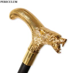 Gold Wolf Head Walking Cane with Curved Handle Detachable Decorative Walking Stick Men Women Cosplay Party Prop