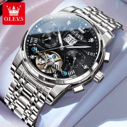 OLEVS Men's Watch Luxury Skeleton Automatic Mechanical Watch Original Waterproof Stainless Steel Men's Watch Reloj Hombres 9910