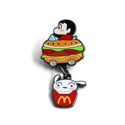 2026 New Crayon Shin-chan Enamel Pin Hamburger Dangle Brooch Anime Metal Lapel Badge Backpack Clothes Decor Jewelry Gift