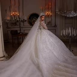 Customized Ball Gown Sparkly Wedding Dresses Long Sleeve Robe Lace Beaded Princess Glitter Vestido De Novia