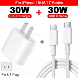 PD 30W USB C Fast Charger for Apple iPhone 11 12 13 14 17 Air 15 16 Pro Max Plus Type C Charger Charging Cable Wall Plug Charger