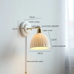 IWHD White Ceramic LED Wall Light Fixtures Copper Arm Socket Bedroom Living Room Beside Lamp Modern Wandlamp Applique Murale