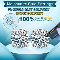 TUHE Real 0.5CT-4CT D Color Moissanite Stud Earrings 925 Silver Women Top Quality 100% Sterling Silver Earrings Wedding Jewelry