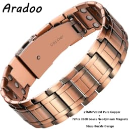 ARADOO Pure Copper Magnetic Bracelets for Men with Double-Row Strong Magnets Link Bracelet Jewelry Gifts