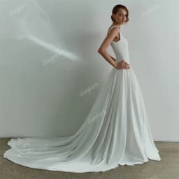 Vintage Square Wedding Dresses For Women A Line Satin Bridal Gown Long Train Sexy Backless Beach Wedding Gowns Vestidos De Novia