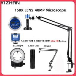 48MP 38Mp 4K 2K HDMI USB Industrial Digital Video Microscope Camera Zoom 130X C-Mount Lens LED Ring Light For Repair Soldering