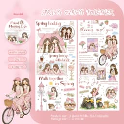 Journal GO 8cmx2m Washi Tape Sticker Set – Cute Friends Objects & Words Decals for Journaling Scrapbooking and DIY Card Crafts