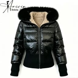 Women's Black White Hooded Long Sleeve Puffer Jacket Y2K Gothic American Streetwear Retro Waist-Cinching Cotton Jacket Winter